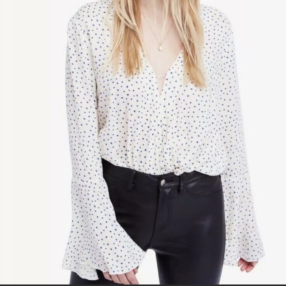 Free People Making Waves Bell Sleeve Bodysuit